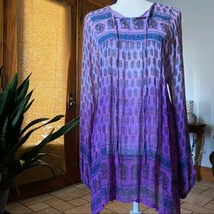 100% Indian Cotton, Bohemian, Purple lotus, tunic/mini dress, 100% hippie vibe